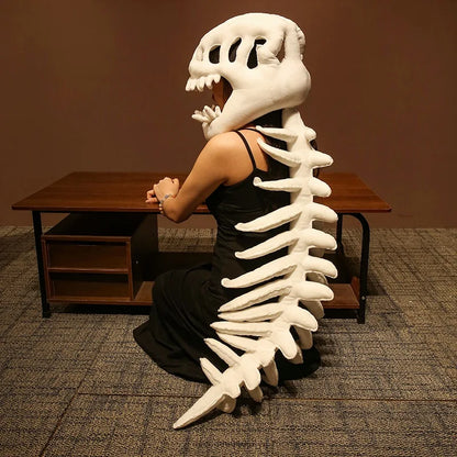 115Cm Cosplay Wearable Dinosaur Skeleton Headgear Funny Party Decor Doll Soft Stuffed Animal Soft Plush Halloween Game Prop Gift