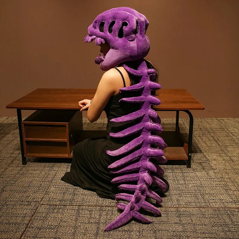 115Cm Cosplay Wearable Dinosaur Skeleton Headgear Funny Party Decor Doll Soft Stuffed Animal Soft Plush Halloween Game Prop Gift