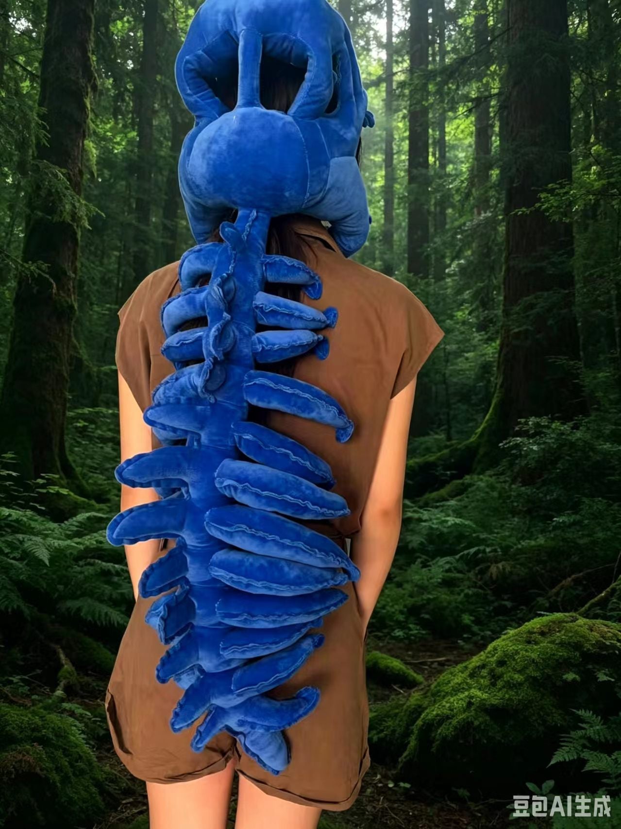 115Cm Cosplay Wearable Dinosaur Skeleton Headgear Funny Party Decor Doll Soft Stuffed Animal Soft Plush Halloween Game Prop Gift