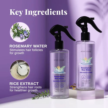 Private Label Rice Water & Rosemary Spray Hair Care Serum Mist Strengthen Moisturize Thicken Hair Sprays Controls Hairfall