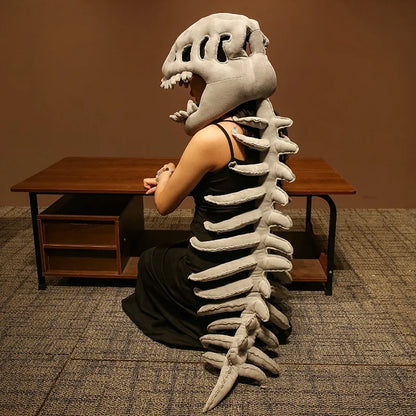 115Cm Cosplay Wearable Dinosaur Skeleton Headgear Funny Party Decor Doll Soft Stuffed Animal Soft Plush Halloween Game Prop Gift